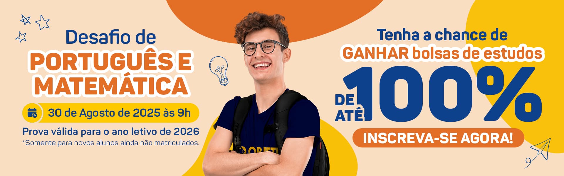 Desafio de Português e Matemática -  Tenha chance de ganha bolsas de estudos de até 100%