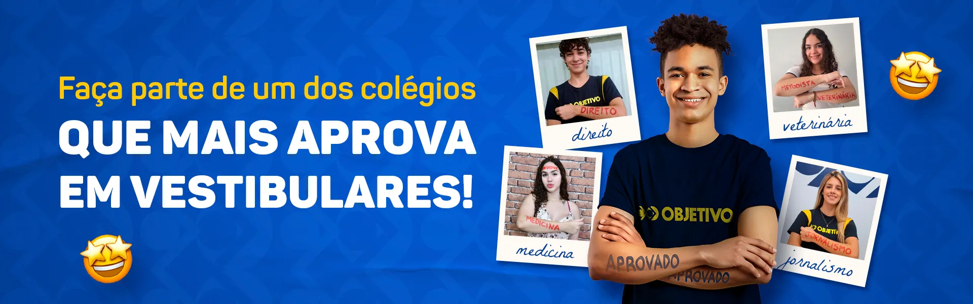 Nossos alunos estão entre os mais aprovados nos vestibulares em todo o país.
