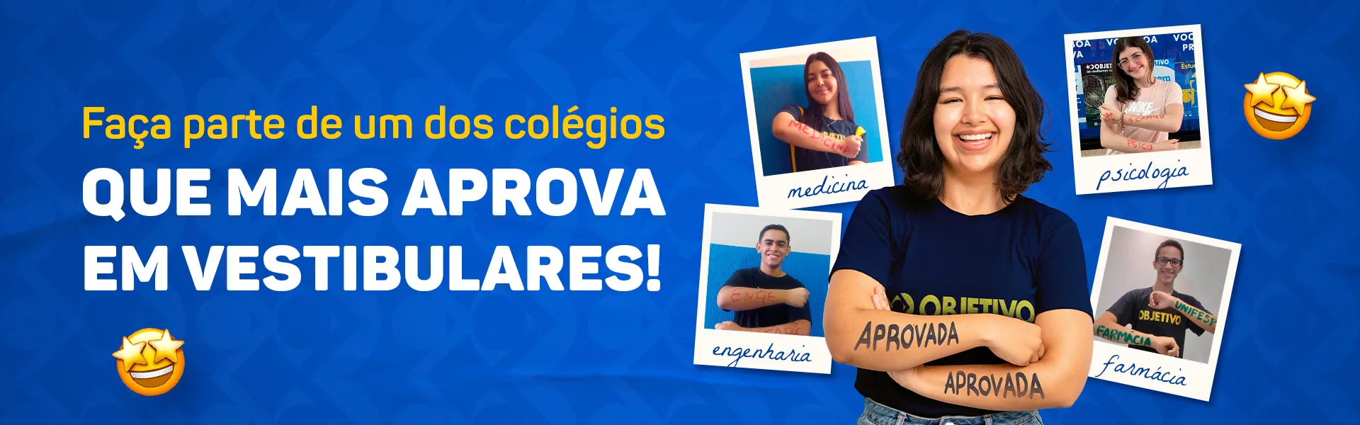 Nossos alunos estão entre os mais aprovados nos vestibulares em todo o país.